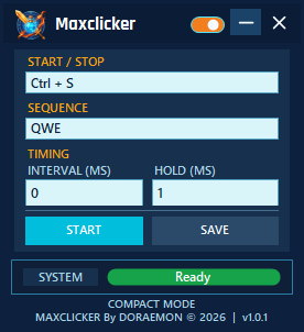 Maxclicker compact window